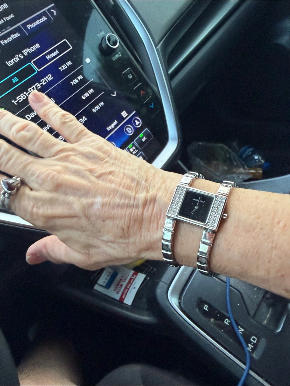 Nine West Silver Bracelet Watch with Black Square Dial
